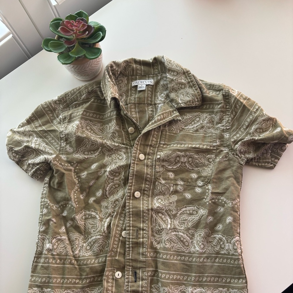 Crewcuts Boys’ Short Sleeve Bandana Button Down Sz 5